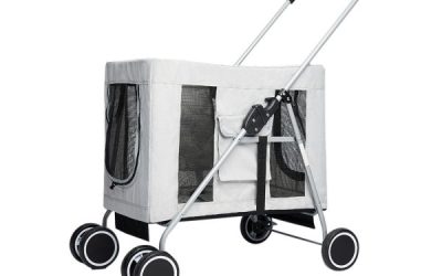 3-in-1 Pet Dog Cat Stroller Pram With Detachable Carrier Car Seat White
