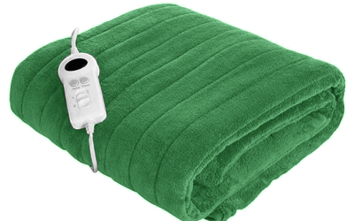 Fleece Electric Throw Rug Emerald