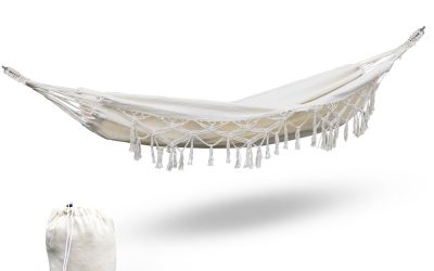 Hammock Swing Bed Boho Cream Tassel 2 Person