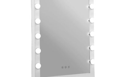 Hollywood Mirror Glamour LED Mirror 15 Bulb Standing Mirror White 43 x 61cm