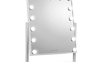Hollywood Mirror Glamour LED Mirror 15 Bulb Standing Mirror White 40 x 50cm