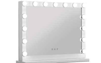 Hollywood Mirror Glamour LED Mirror 15 Bulb Standing Mirror White 58 x 46cm