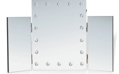 Hollywood Mirror Glamour LED Mirror 18 Bulb 3 Fold Standing Mirror