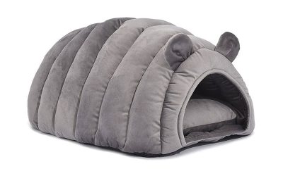 Pet Dog Cat Bed Cave Plush Grey