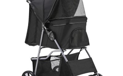 Pet Dog Cat Stroller Pram 4 Wheel Black
