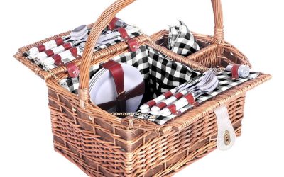 Picnic Basket 4 Person Wicker Deluxe With Blanket