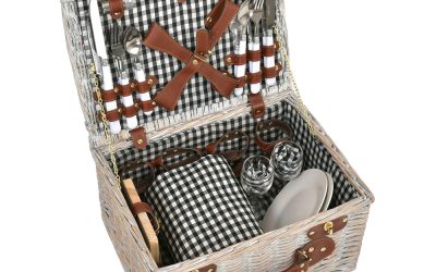 Picnic Basket 4 Person Wicker With Blanket Style 2