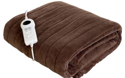 Fleece Electric Throw Rug Chocolate Brown
