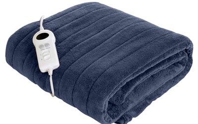 Fleece Electric Throw Rug Navy Blue