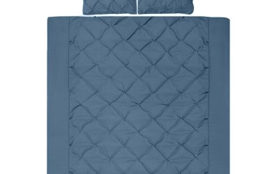 Quilt Cover Set 800TC Diamond Pintuck Ocean Blue