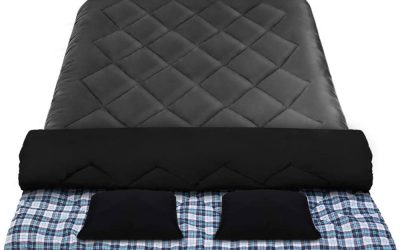 Adults Sleeping Bag Double 190T Thermal Black