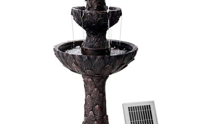 Solar Fountain 3 Tier Brown Peacock