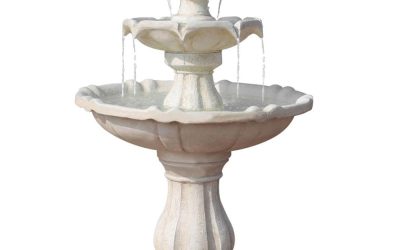 Solar Fountain 3 Tier Beige Classic Birdbath