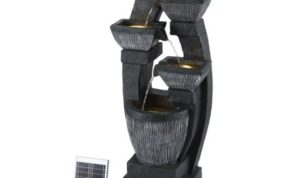 Solar Fountain LED 5 Tier Grey