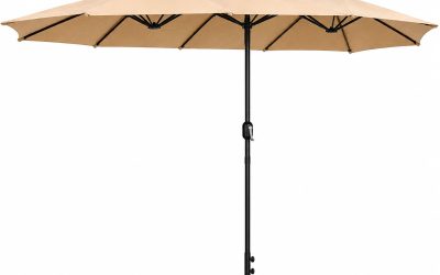 4.57m Outdoor Umbrella Twin Beige