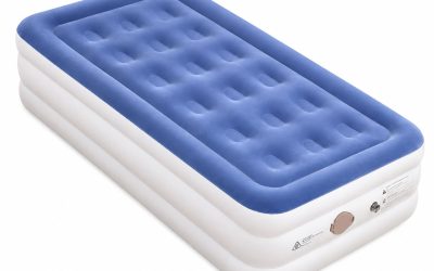 Air Bed 46cm Blue & White with Built-in Pump Single