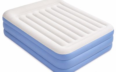 Air Bed 46cm Light Blue with Built-in Pump Queen