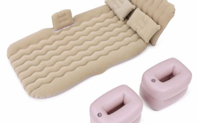 SUV Car Air Mattress Single Inflatable Camping Bed with Electric Pump Beige